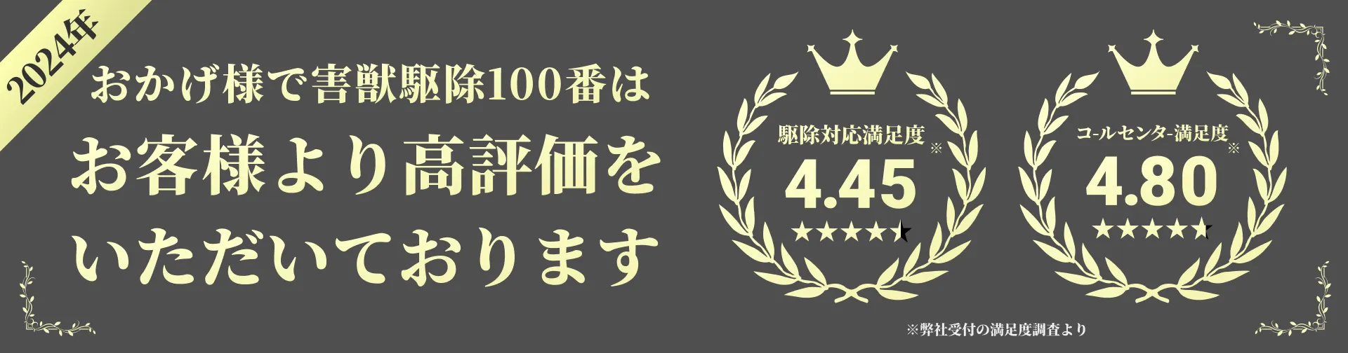 害獣駆除110番はお客様より高評価をいただいております