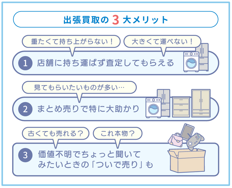 出張買取の3大メリットまとめ