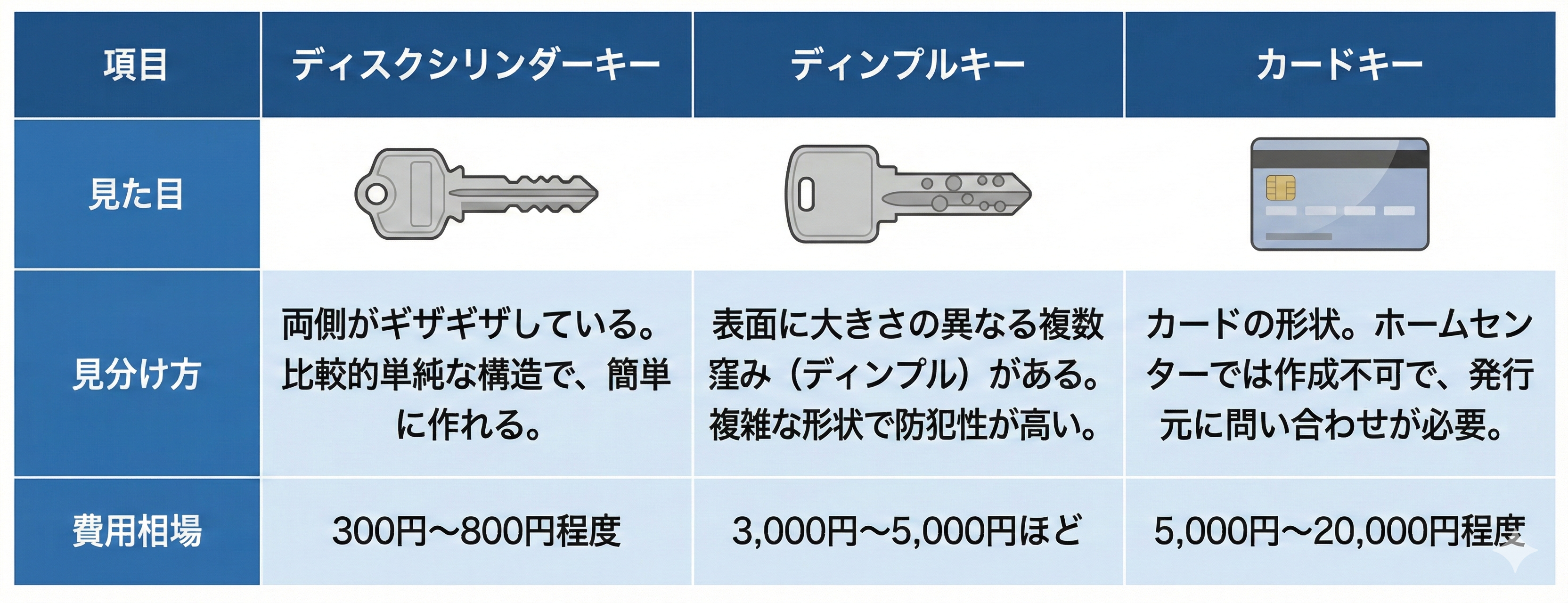 鍵作成料金相場