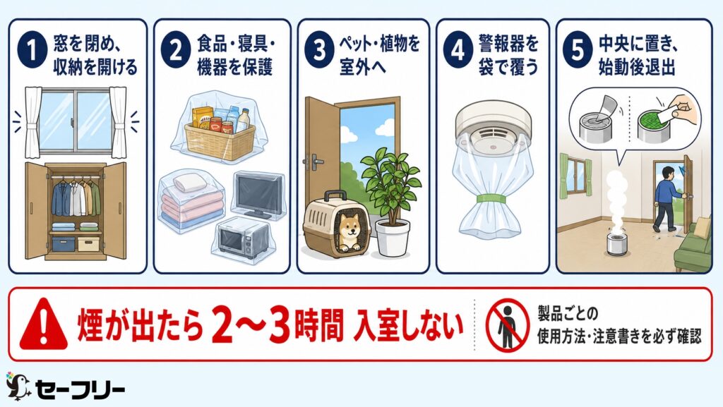 ダニ退治でのバルサン使用時の準備と後処理まとめ