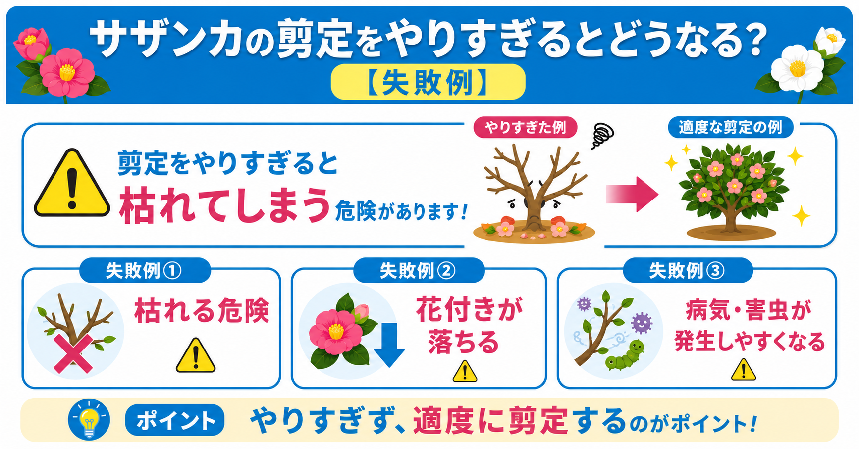 サザンカの剪定の失敗例