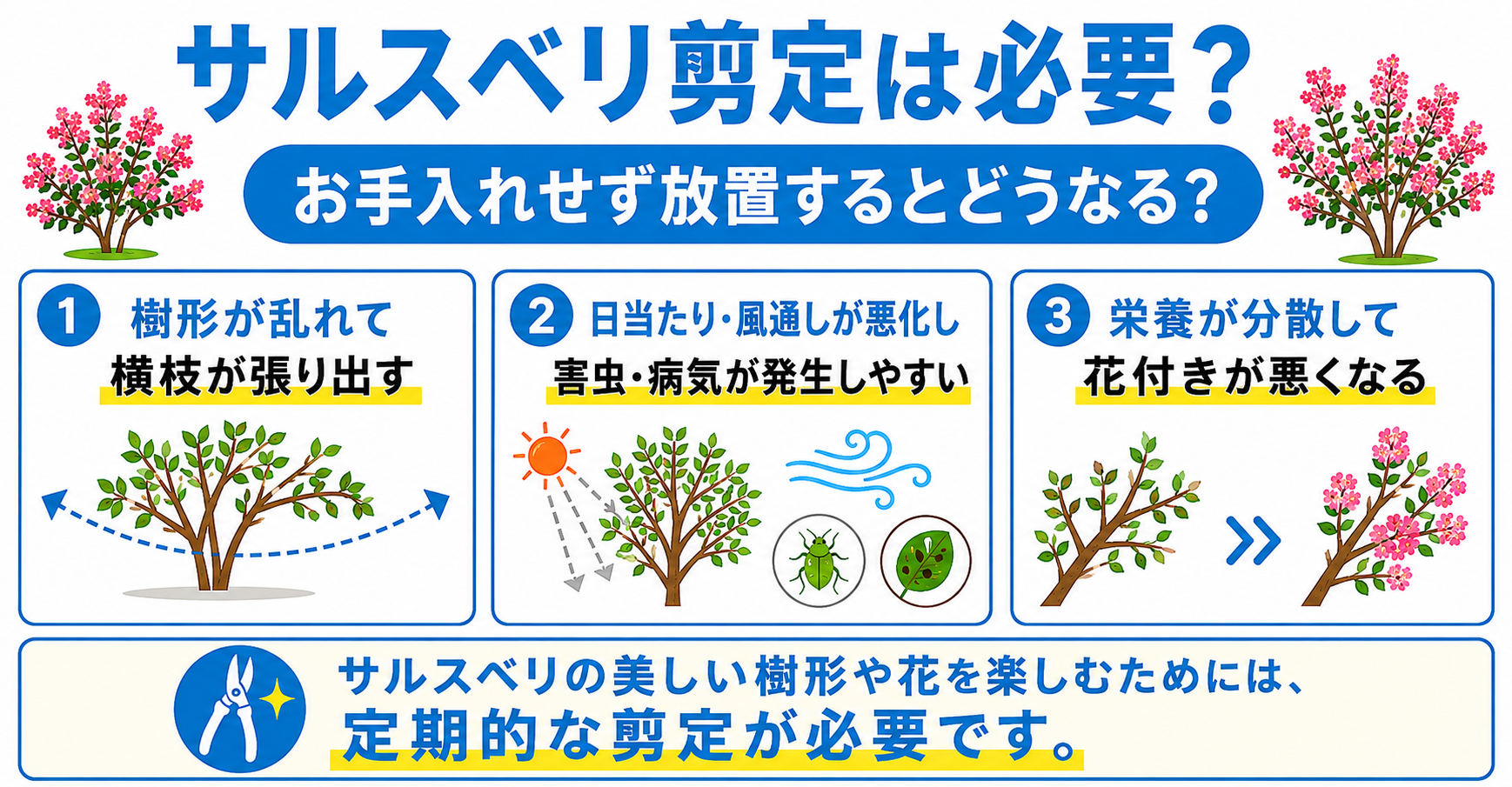 サルスベリ剪定は必要?お手入れせず放置するとどうなる?