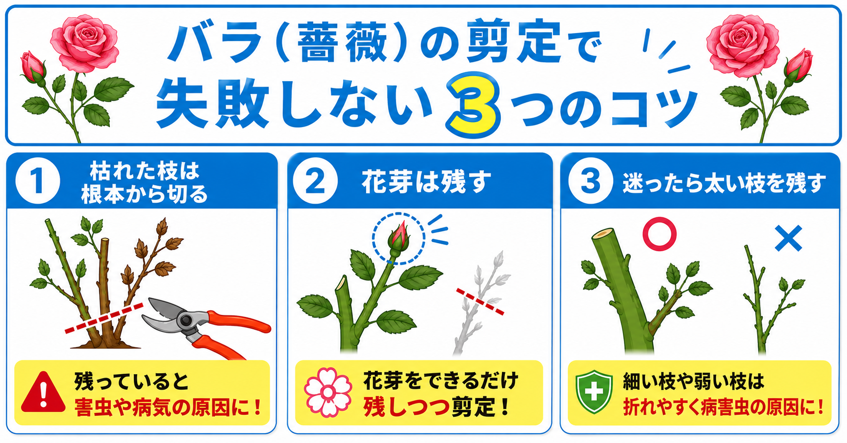 バラ（薔薇）の剪定で失敗しない3つのコツ