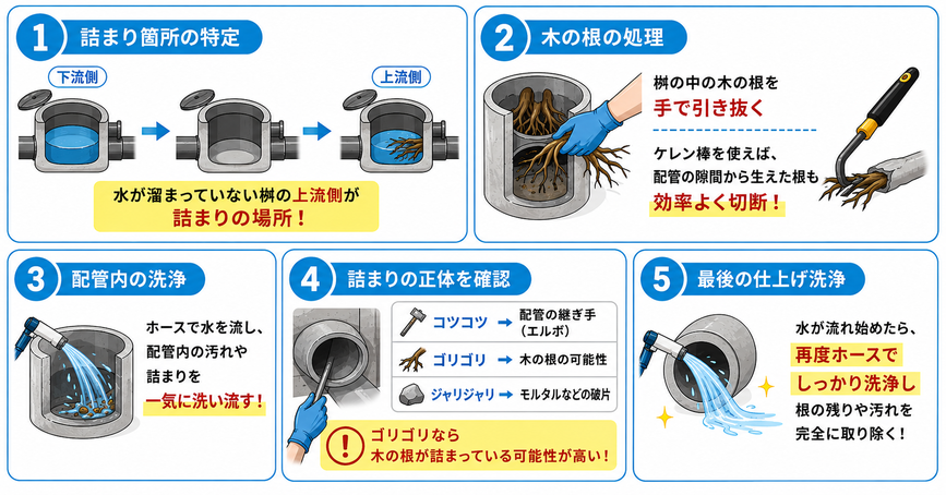 侵入した木の根を除去する方法