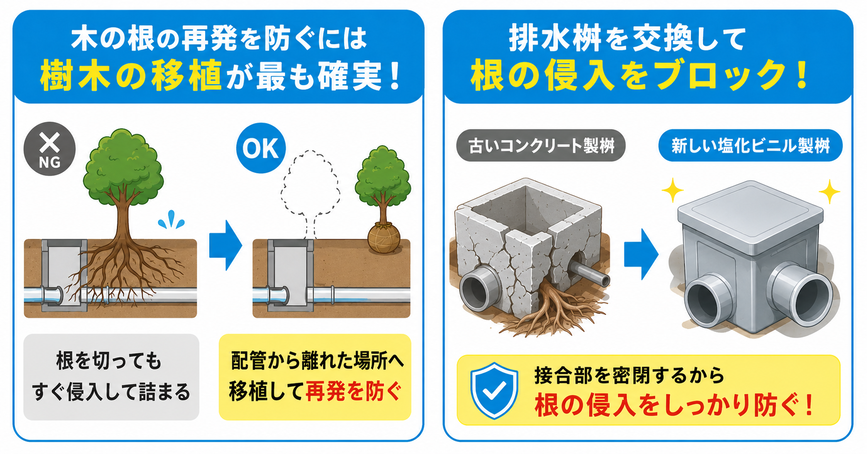 木の根を除去した後の予防方法