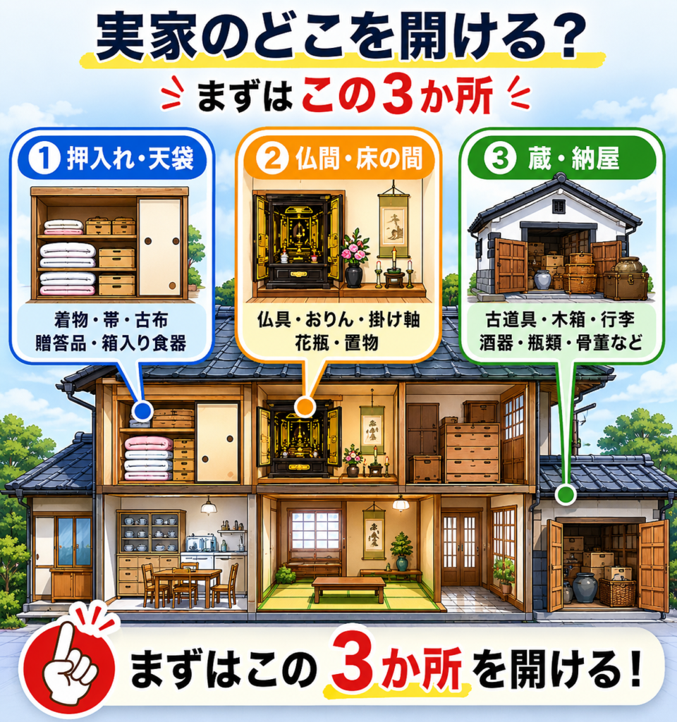 実家片付けで売れるものが出てくる場所ランキング3選