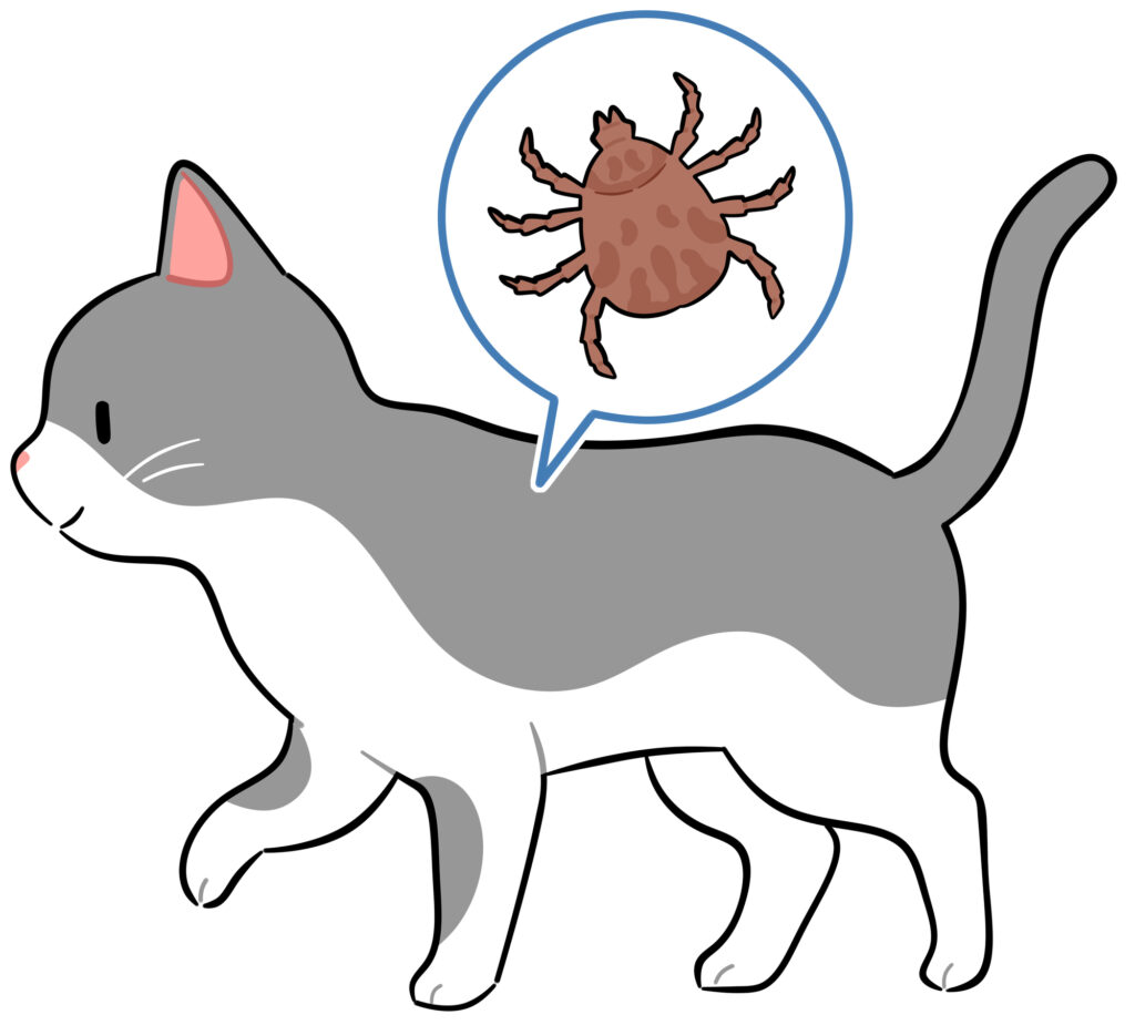 ペットにマダニがついている様子