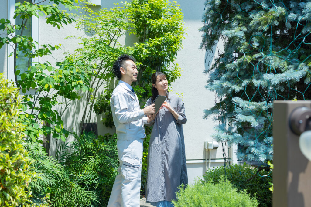 庭にマダニがいる様子