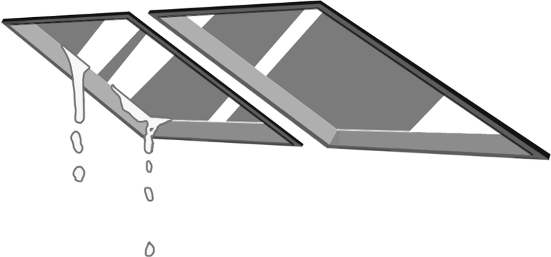 雨漏り応急処置で吸水シートを設置中