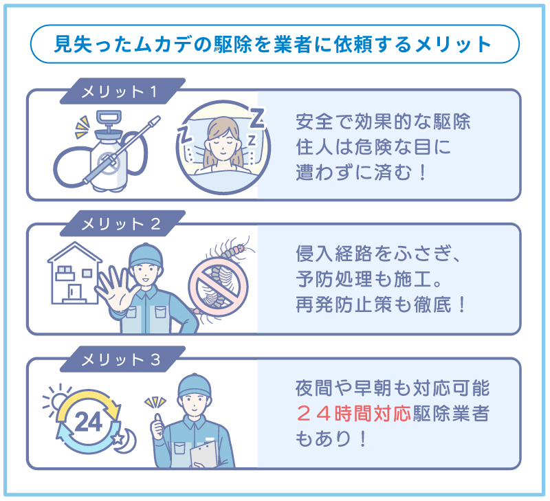見失ったムカデ駆除を業者に依頼するメリット