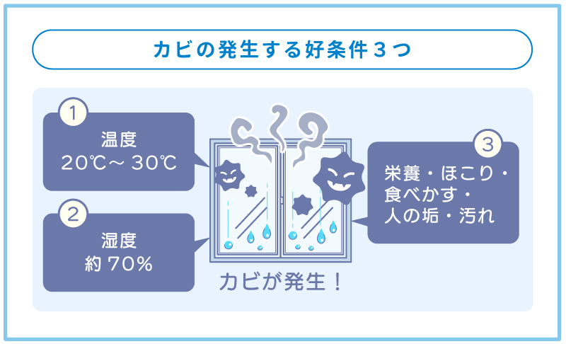 カビの発生する好条件３つ