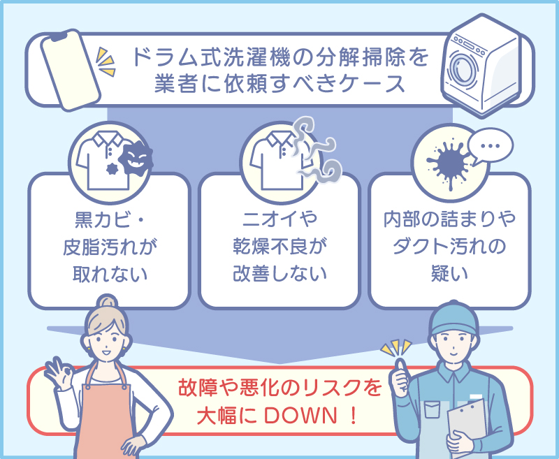ドラム式洗濯機の分解掃除を業者に依頼するべきケース