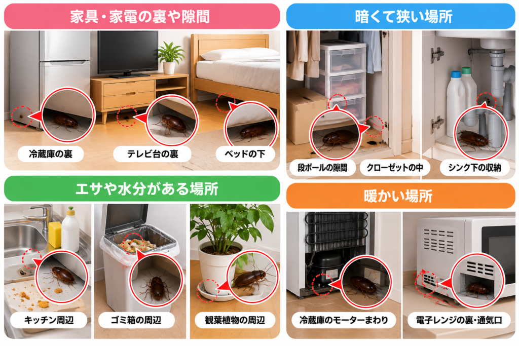 ゴキブリが隠れやすい場所