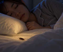 寝ているところに近づくゴキブリ